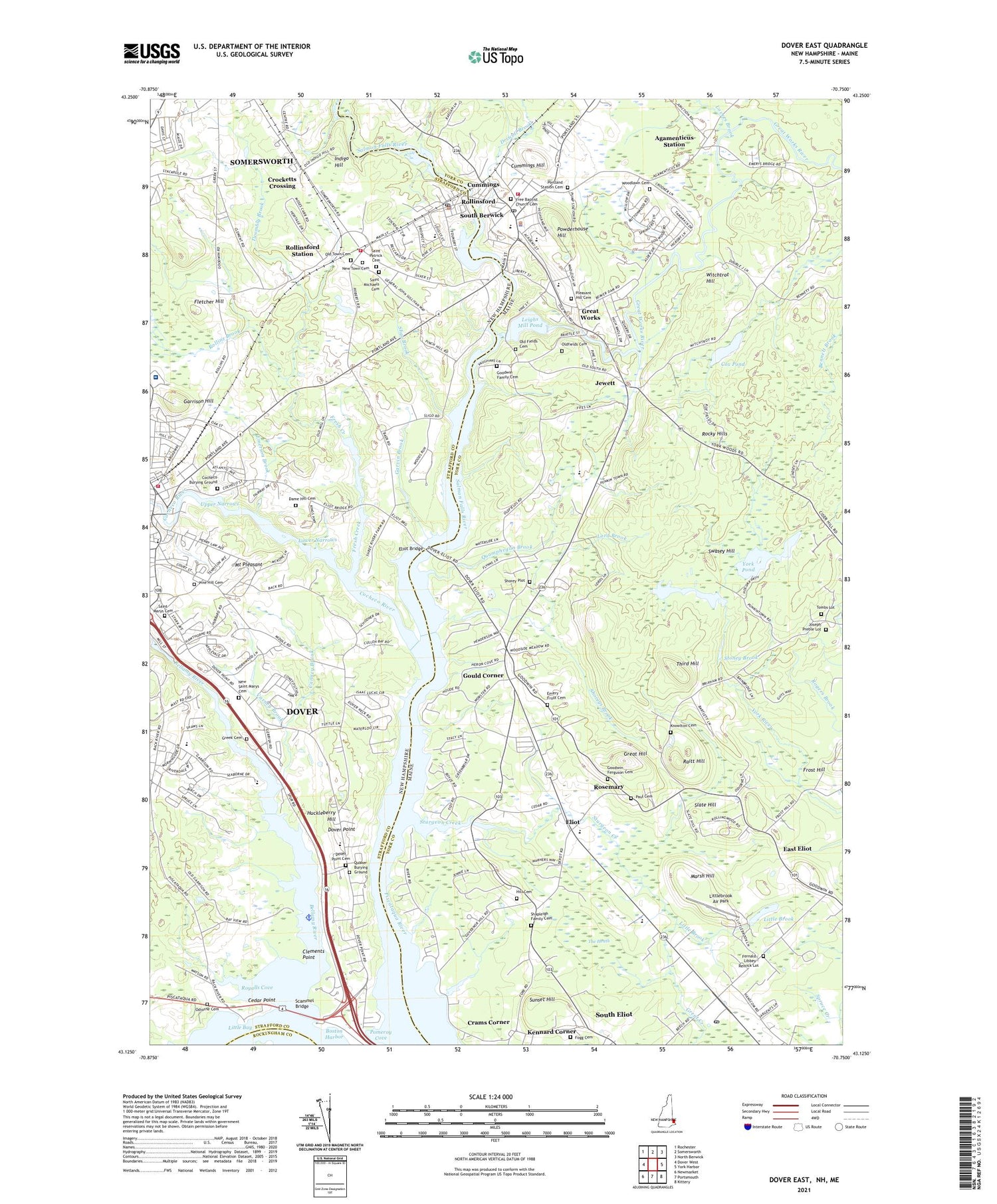 Dover East New Hampshire US Topo Map Image