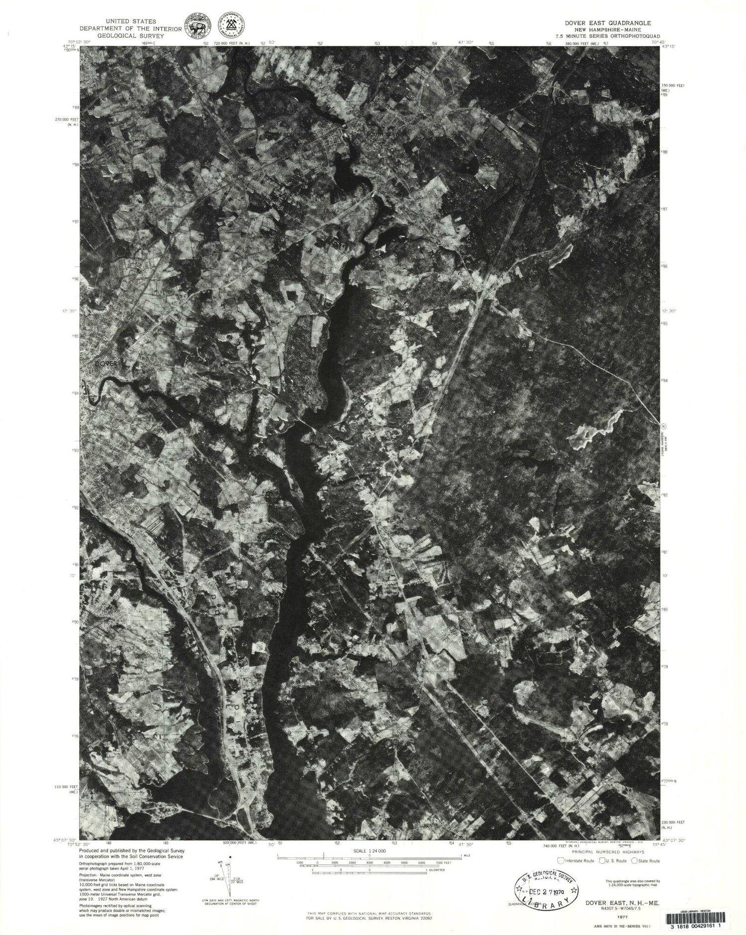 Classic USGS Dover East New Hampshire 7.5'x7.5' Topo Map Image