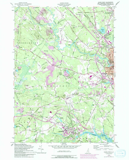 Classic USGS Dover West New Hampshire 7.5'x7.5' Topo Map Image