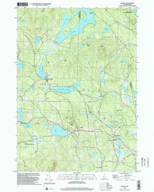 Classic USGS Dublin New Hampshire 7.5'x7.5' Topo Map Image