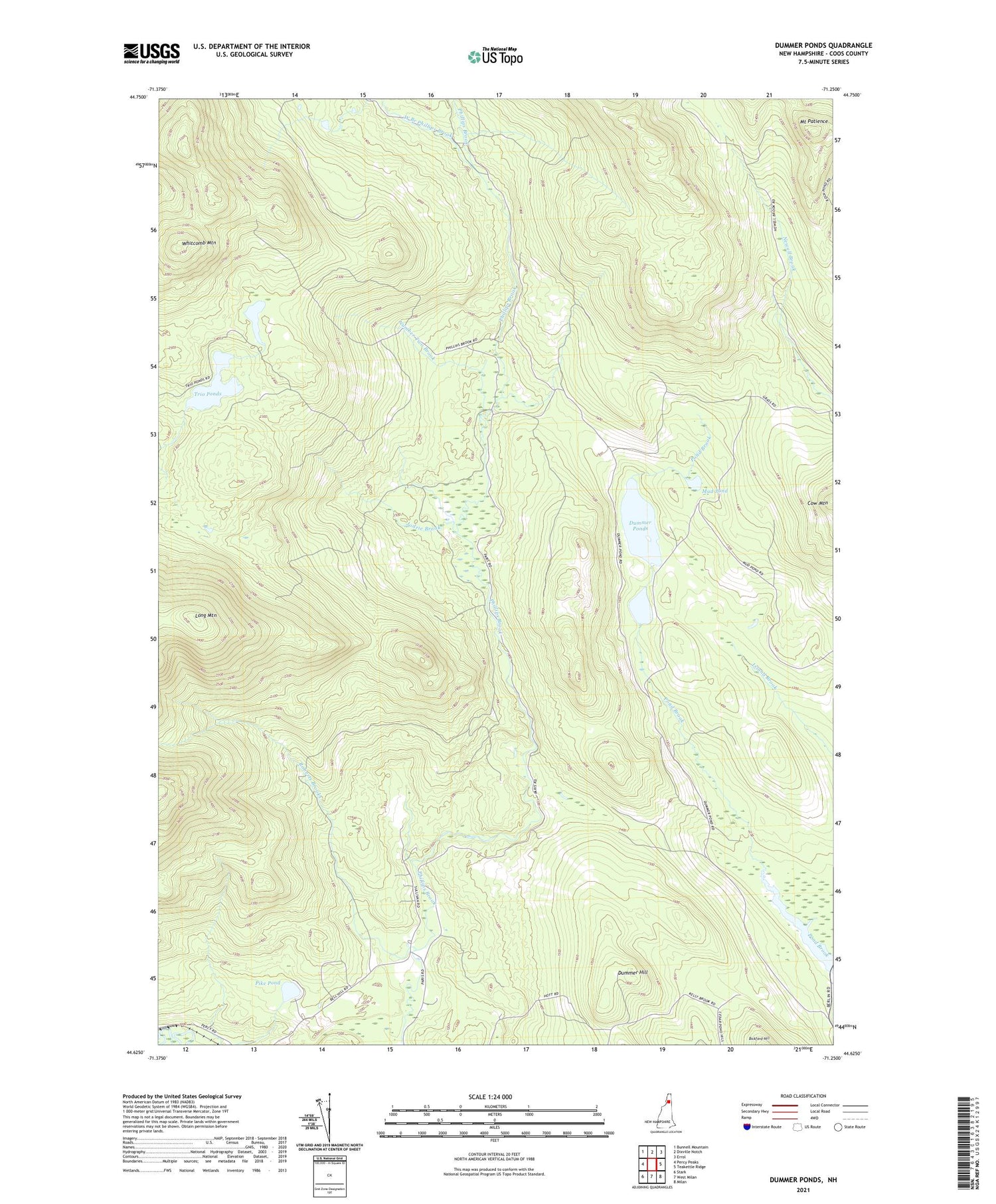 Dummer Ponds New Hampshire US Topo Map Image