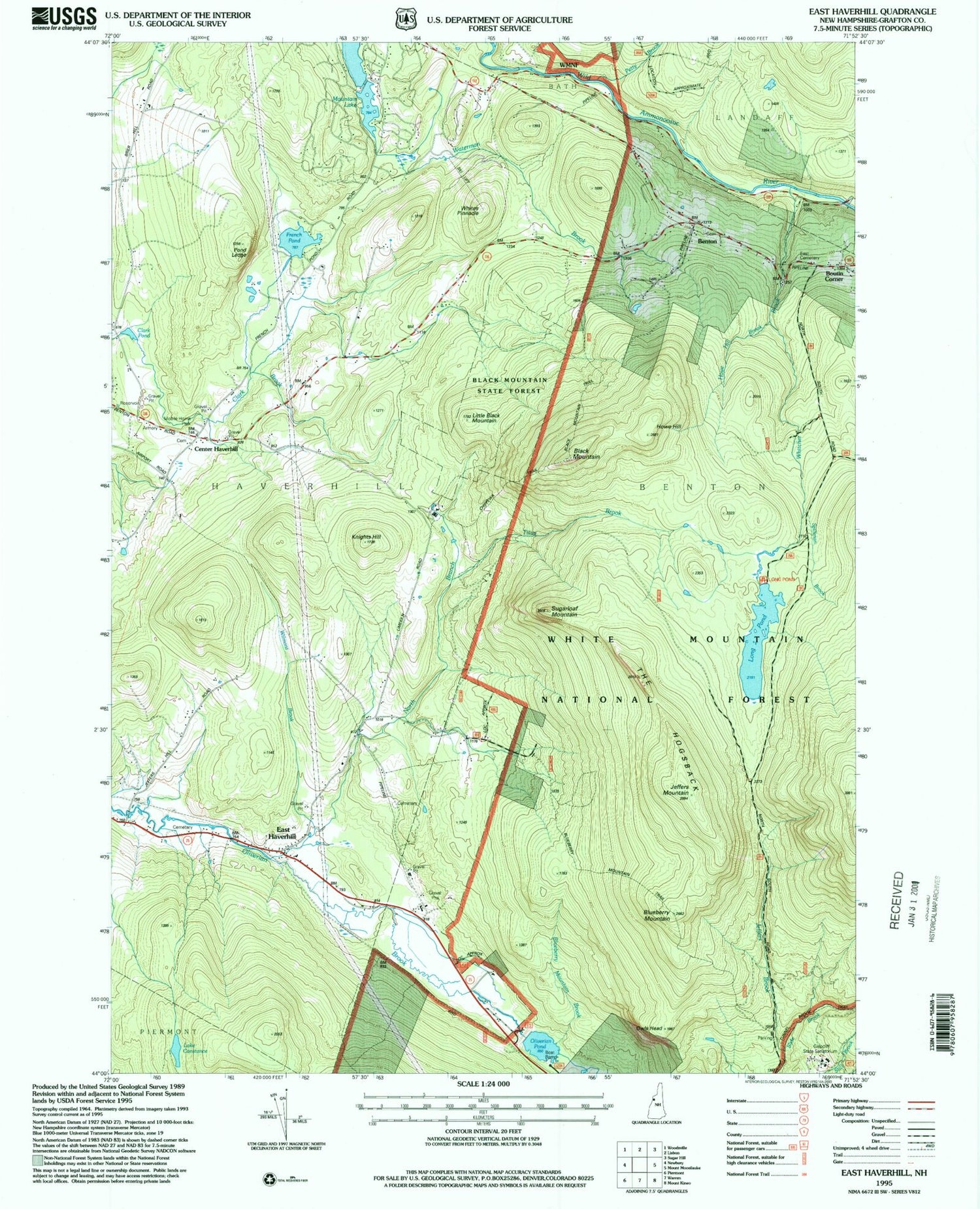 Classic USGS East Haverhill New Hampshire 7.5'x7.5' Topo Map Image