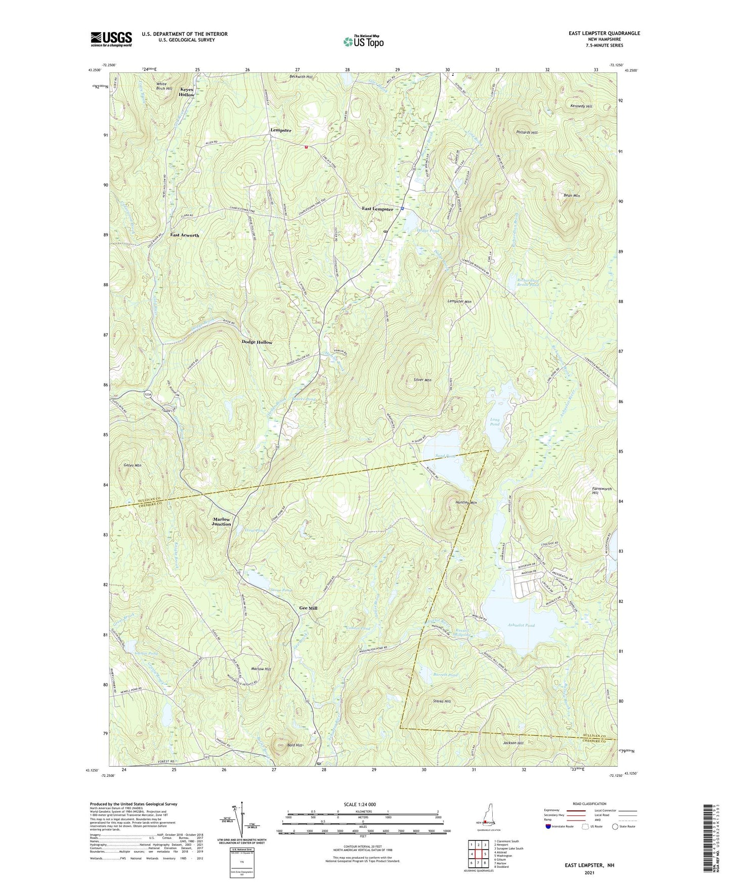 East Lempster New Hampshire US Topo Map Image