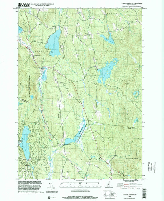 Classic USGS Enfield Center New Hampshire 7.5'x7.5' Topo Map Image