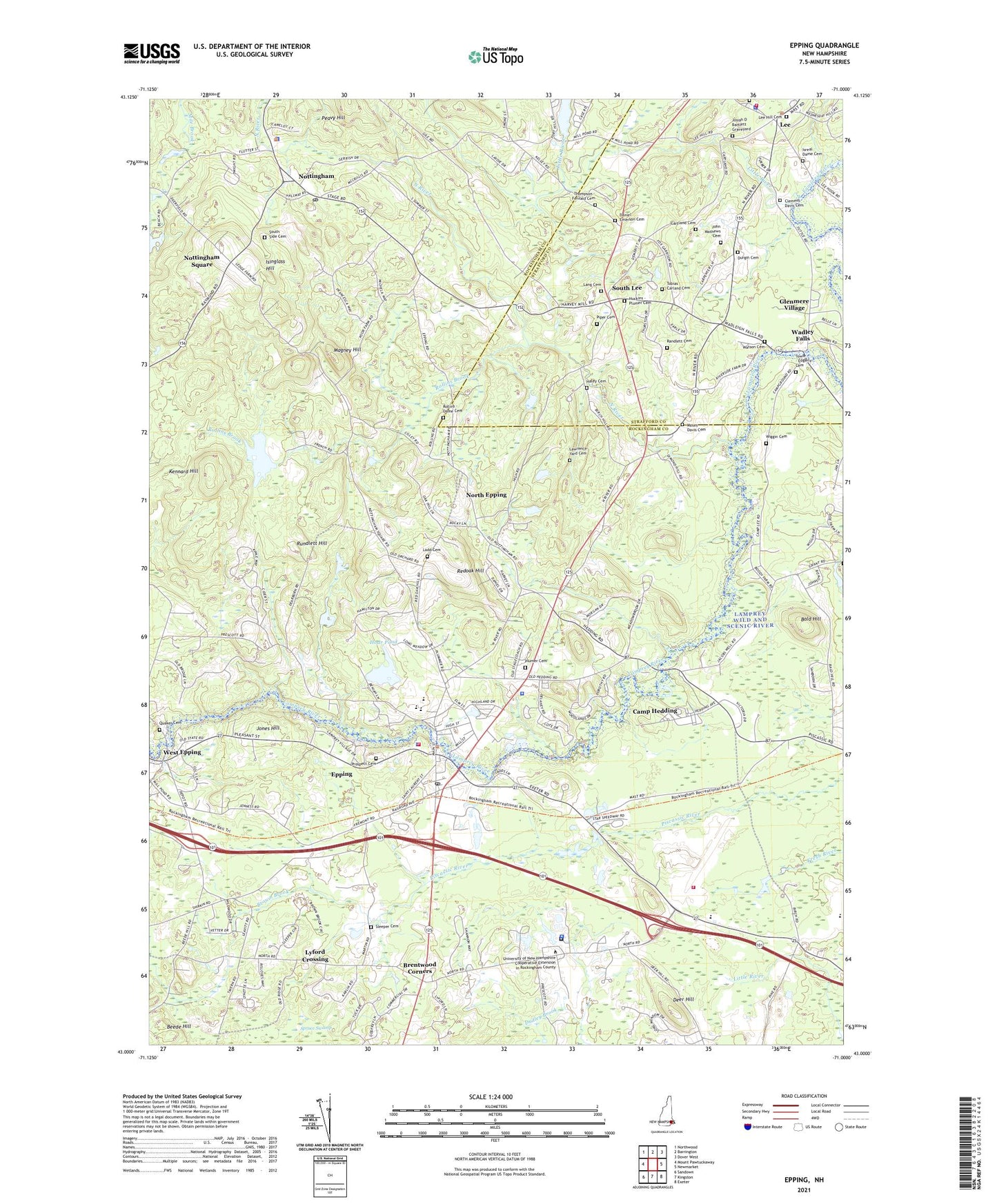 Epping New Hampshire US Topo Map Image