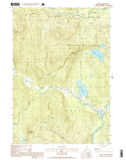 Classic USGS Errol New Hampshire 7.5'x7.5' Topo Map Image