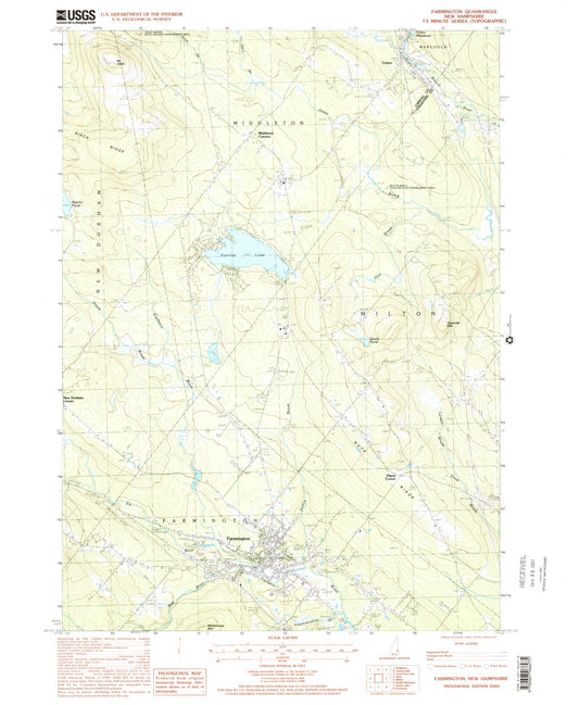 Classic USGS Farmington New Hampshire 7.5'x7.5' Topo Map Image