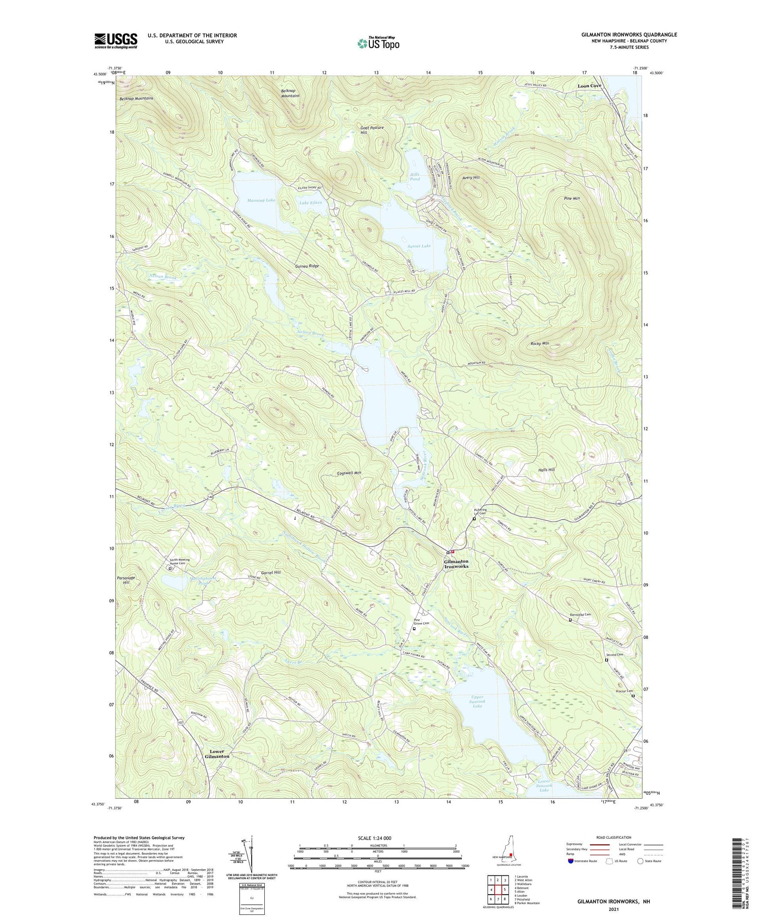 Gilmanton Ironworks New Hampshire US Topo Map Image