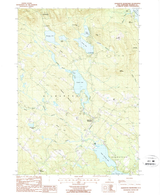 Classic USGS Gilmanton Ironworks New Hampshire 7.5'x7.5' Topo Map Image
