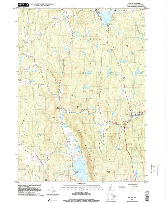 Classic USGS Gilsum New Hampshire 7.5'x7.5' Topo Map Image