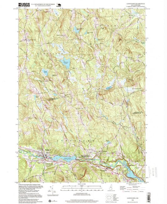 Classic USGS Goffstown New Hampshire 7.5'x7.5' Topo Map Image