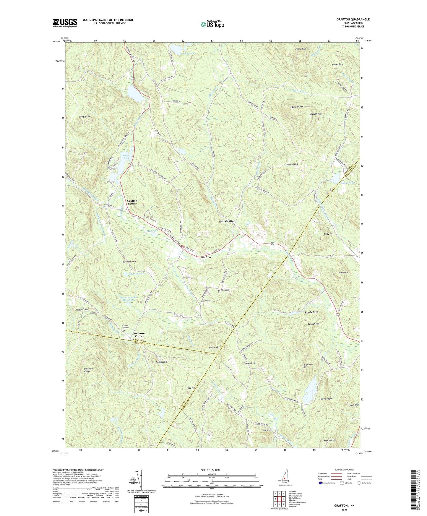 Grafton New Hampshire US Topo Map Image