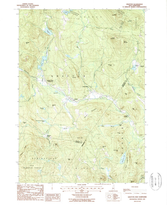 Classic USGS Grafton New Hampshire 7.5'x7.5' Topo Map Image