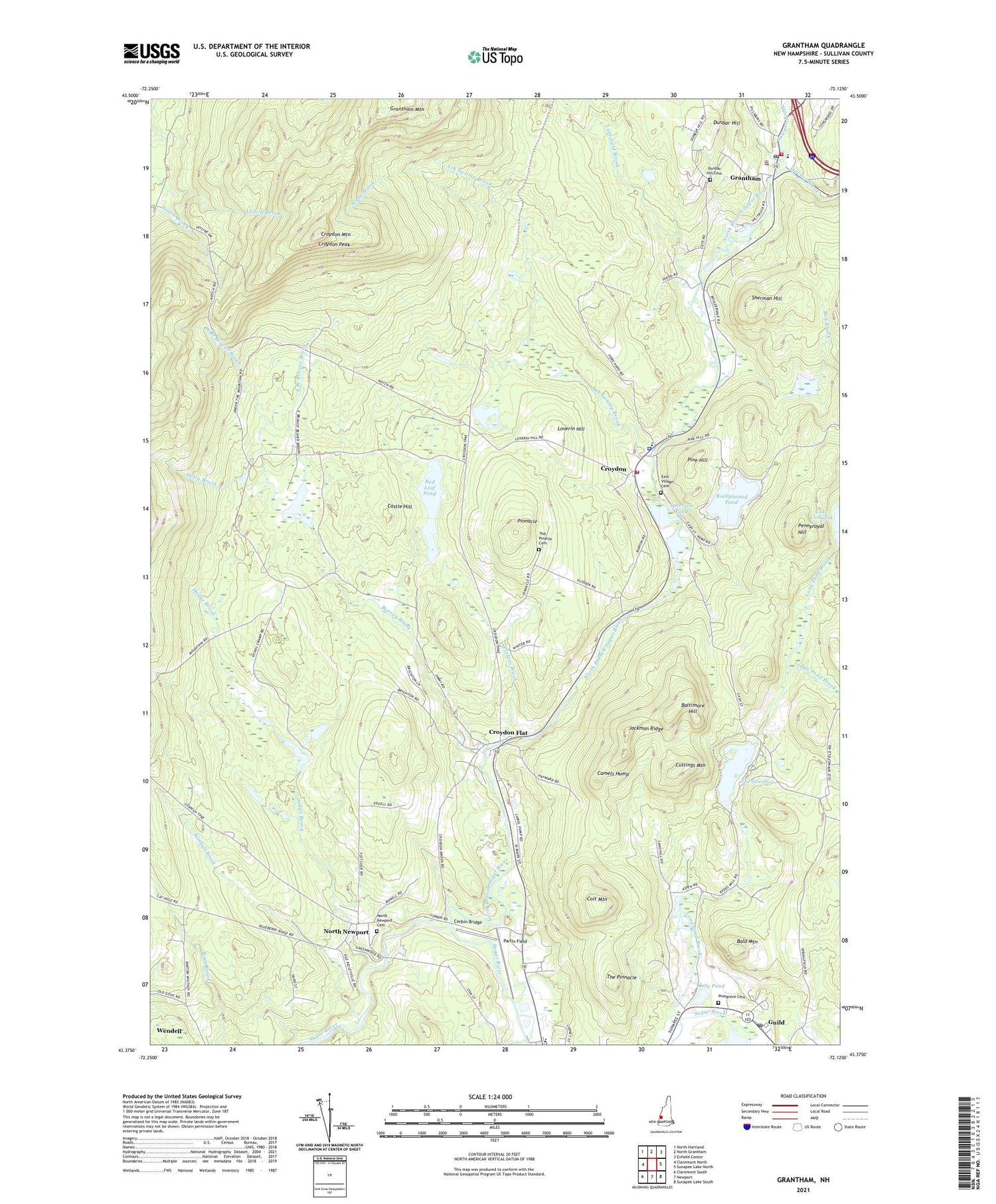 Grantham New Hampshire US Topo Map Image