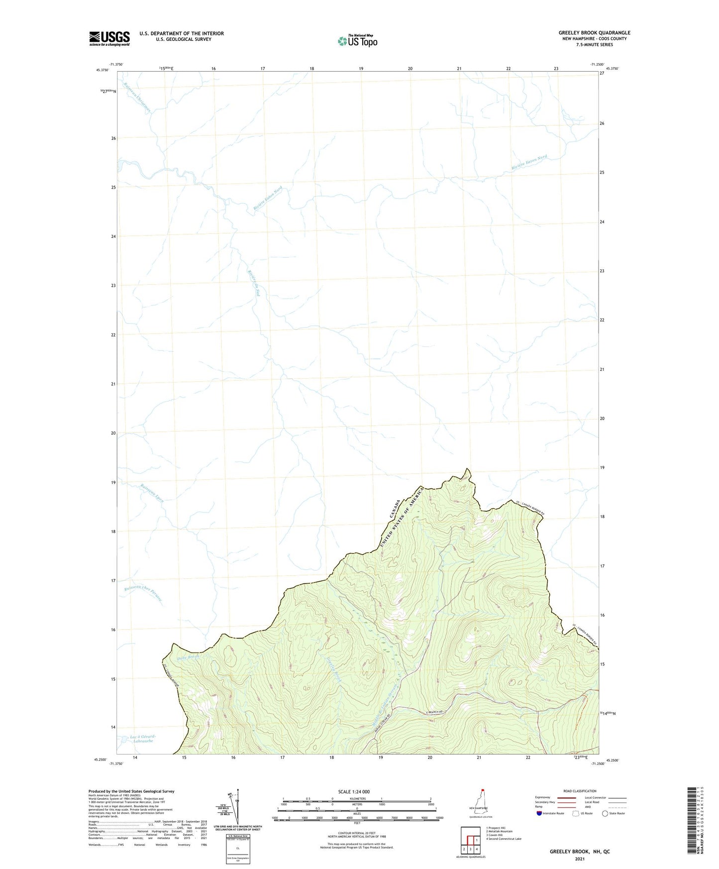 Greeley Brook New Hampshire US Topo Map Image