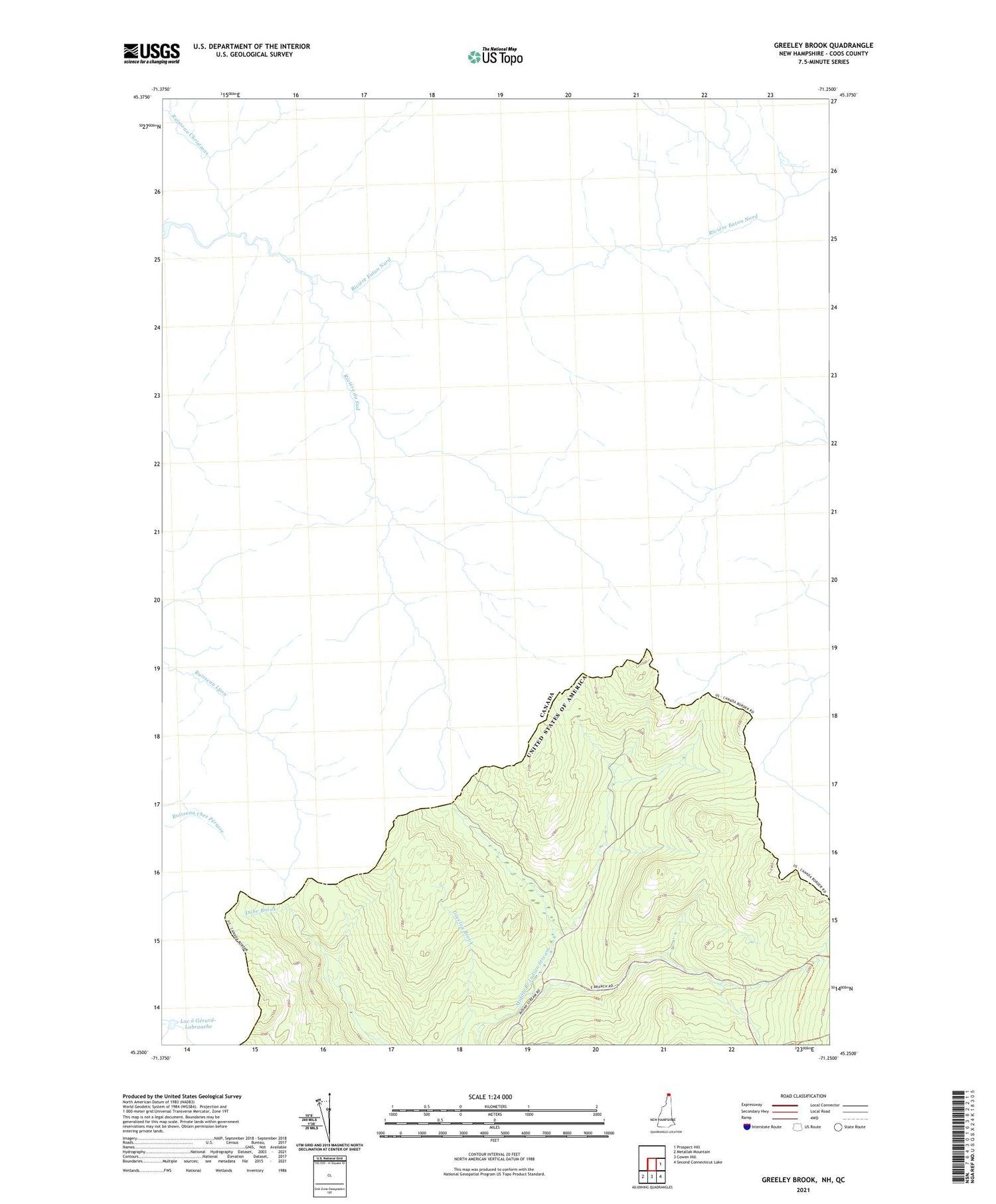 Greeley Brook New Hampshire US Topo Map Image