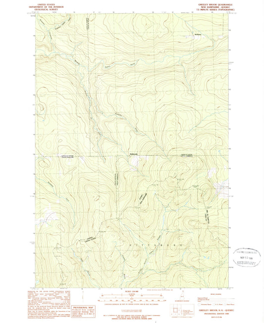 Classic USGS Greeley Brook New Hampshire 7.5'x7.5' Topo Map Image