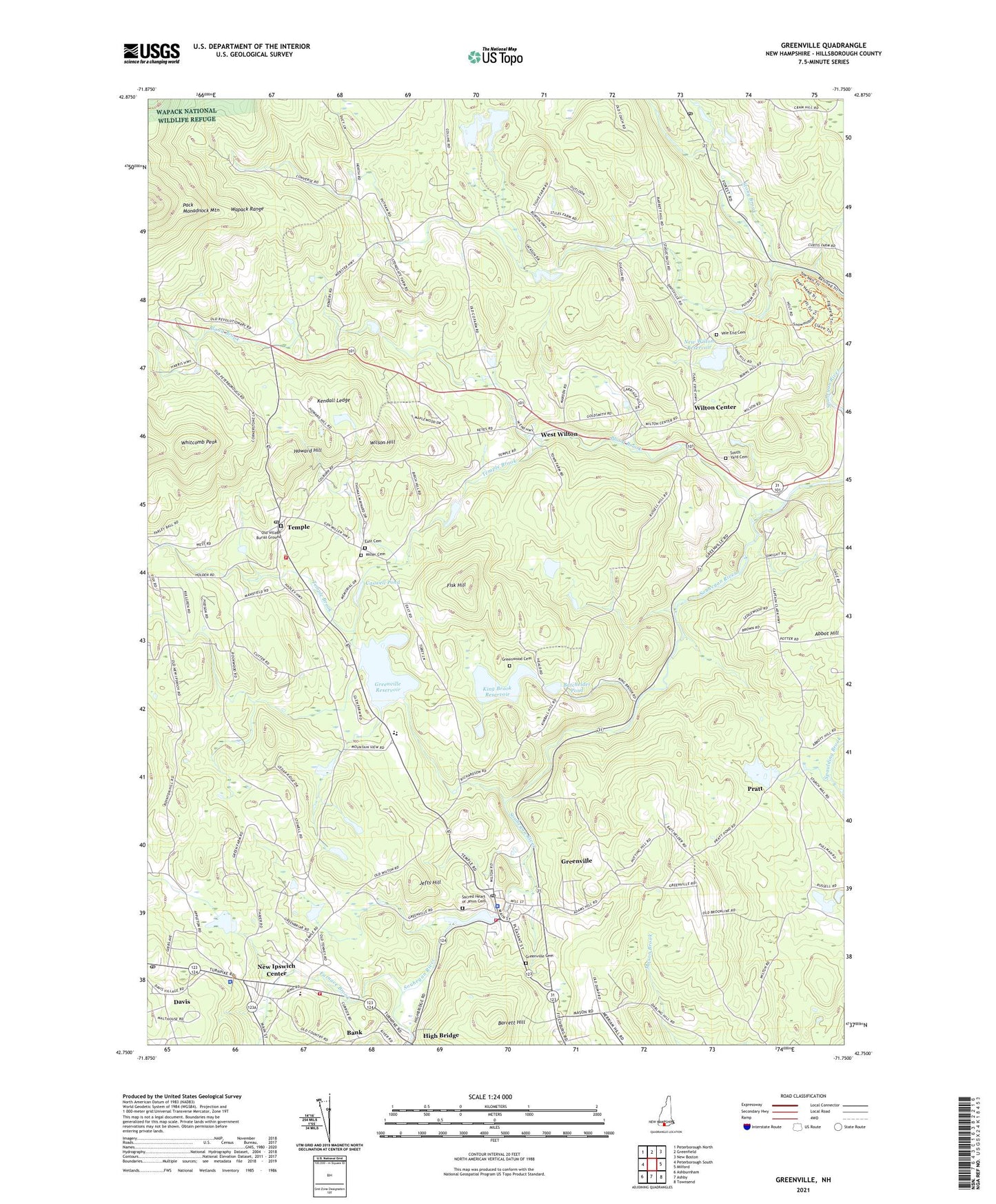 Greenville New Hampshire US Topo Map Image