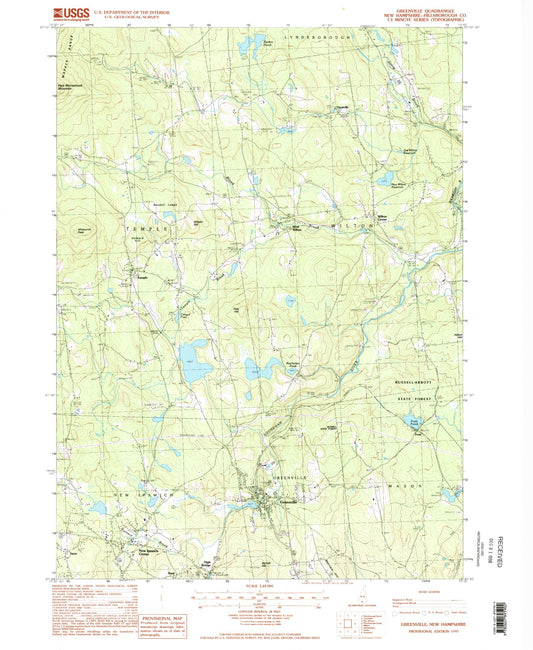 Classic USGS Greenville New Hampshire 7.5'x7.5' Topo Map Image