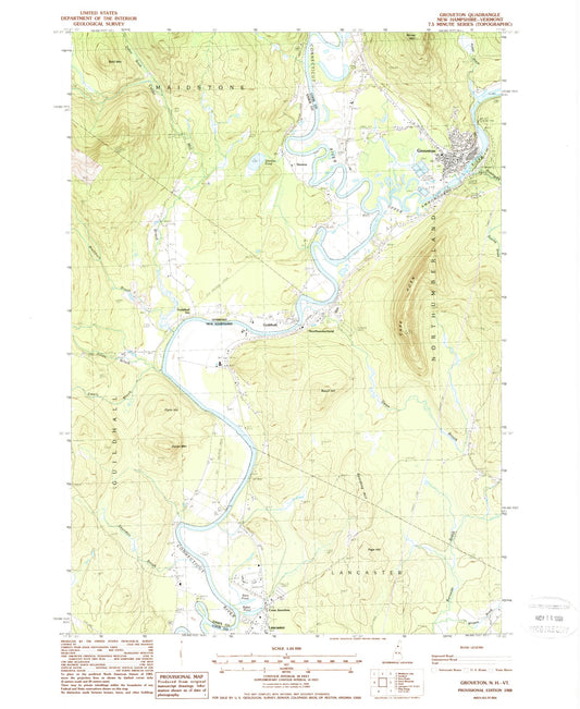 Classic USGS Groveton New Hampshire 7.5'x7.5' Topo Map Image