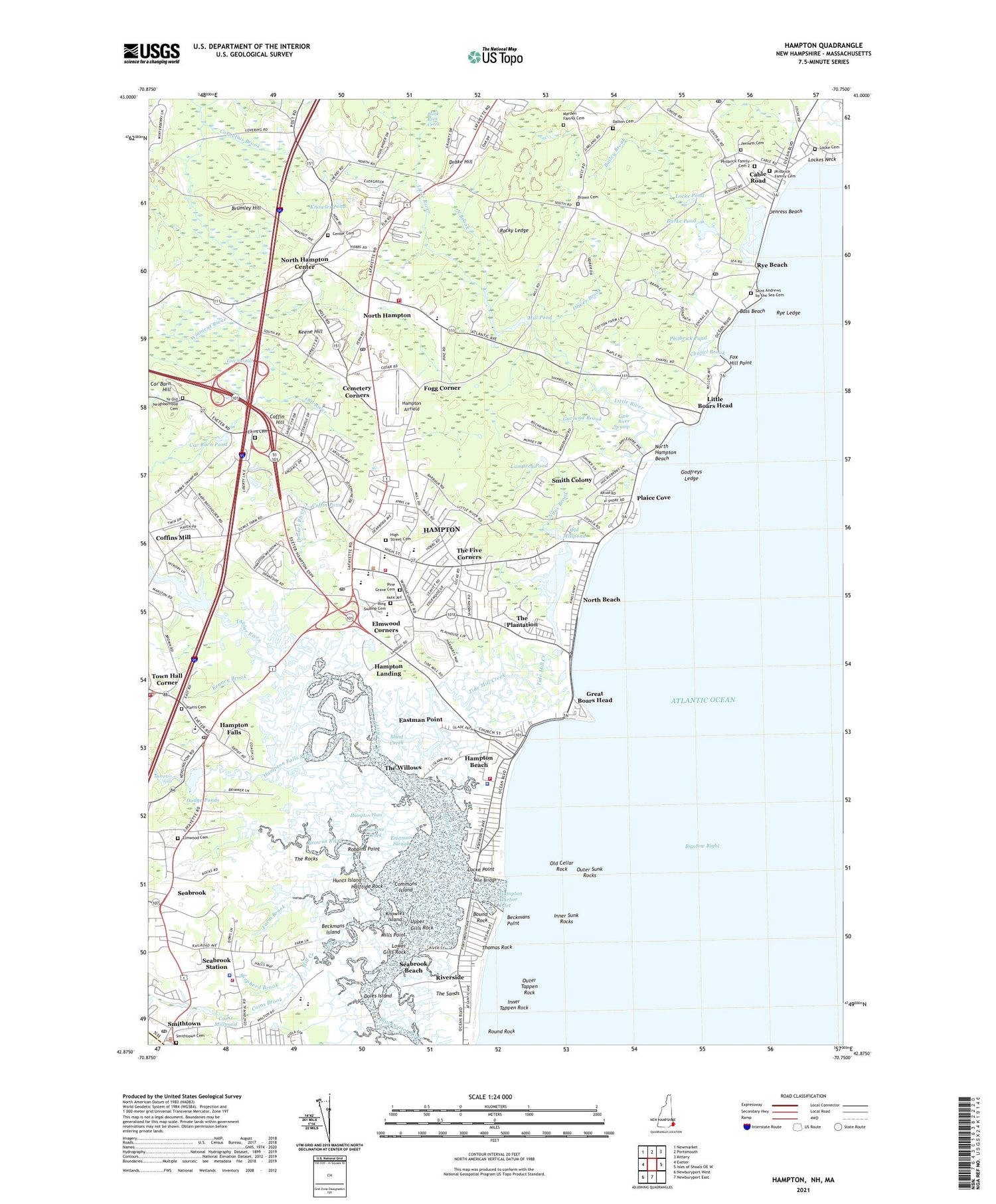 Hampton New Hampshire US Topo Map Image