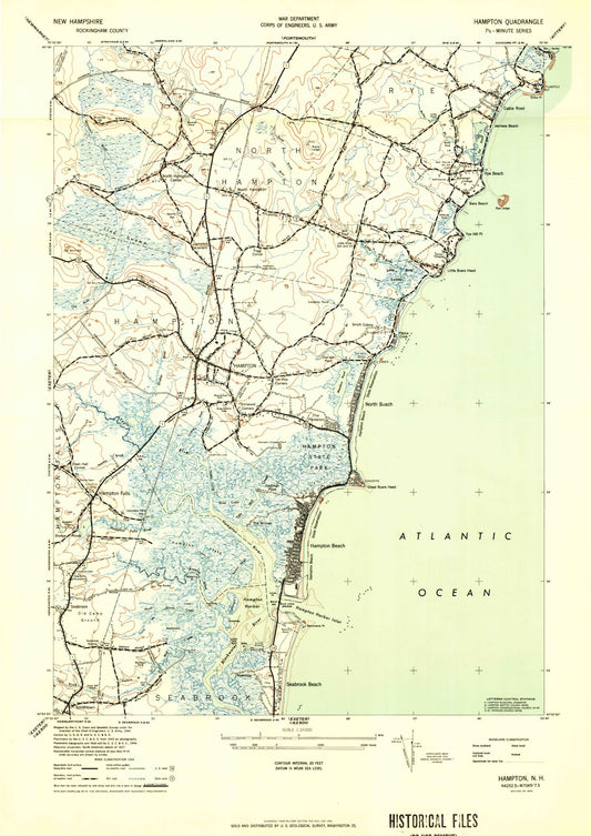 Classic USGS Hampton New Hampshire 7.5'x7.5' Topo Map Image