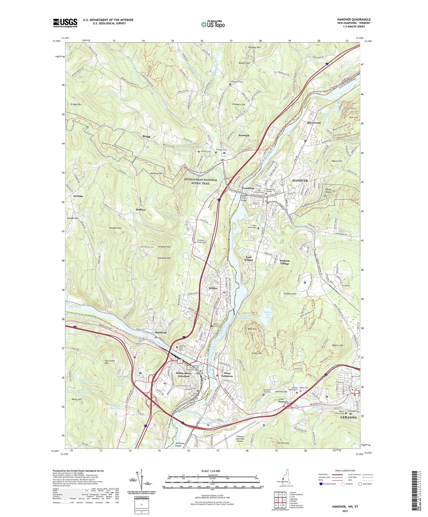 Hanover New Hampshire US Topo Map Image