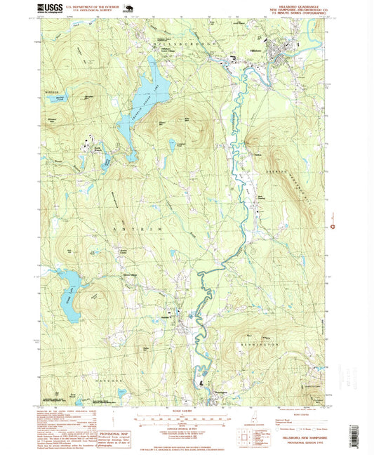 Classic USGS Hillsboro New Hampshire 7.5'x7.5' Topo Map Image