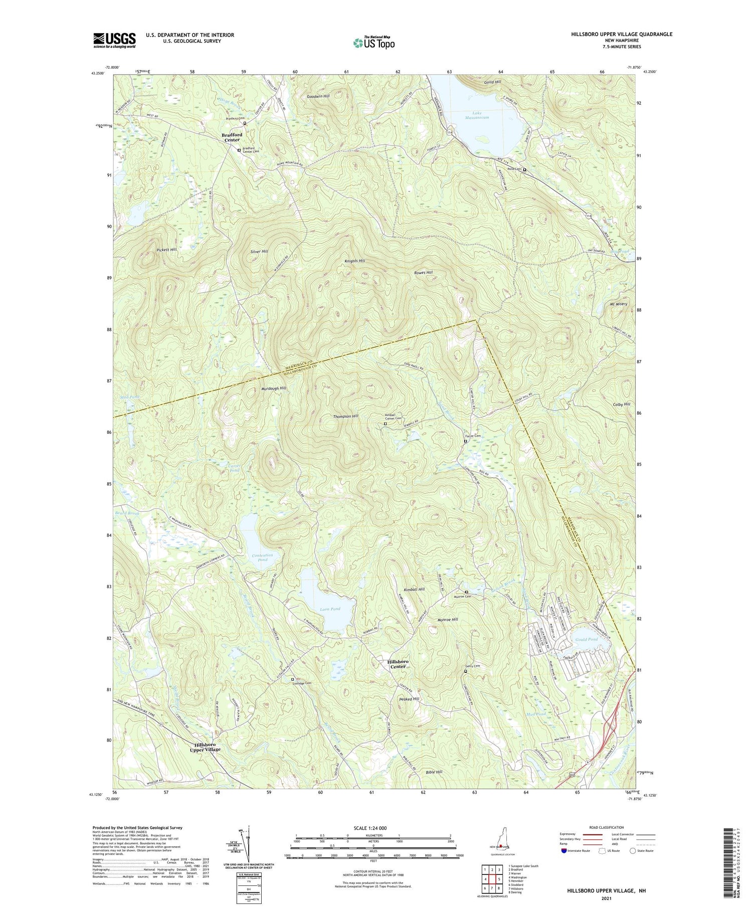 Hillsboro Upper Village New Hampshire US Topo Map Image