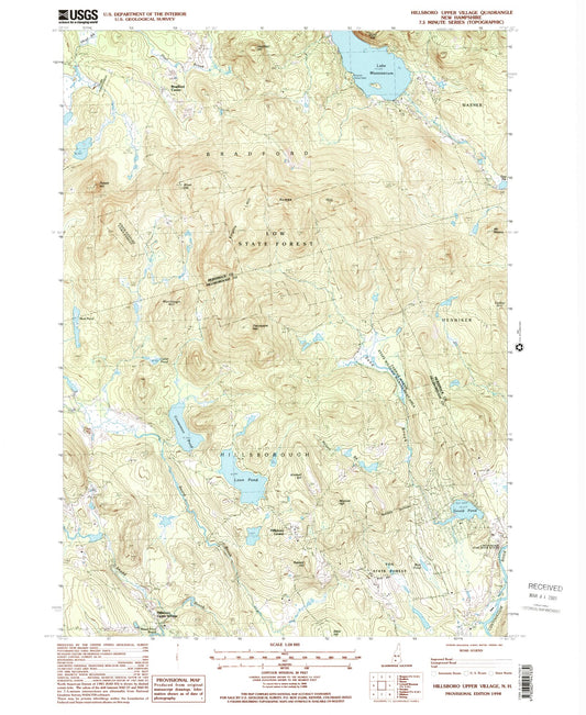 Classic USGS Hillsboro Upper Village New Hampshire 7.5'x7.5' Topo Map Image