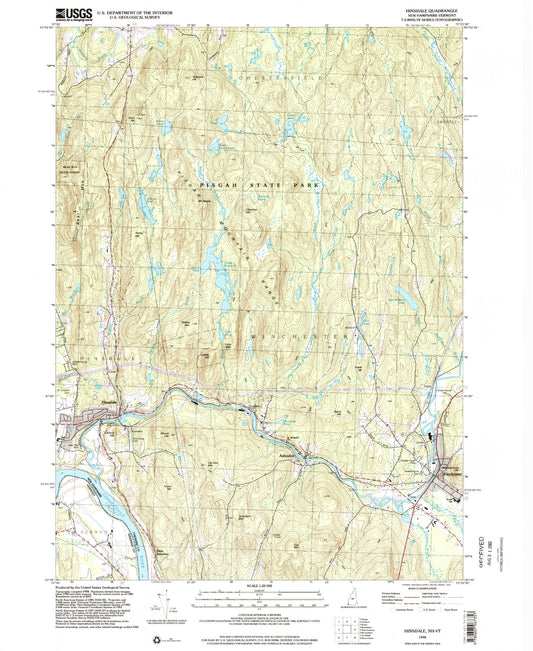 Classic USGS Hinsdale New Hampshire 7.5'x7.5' Topo Map Image