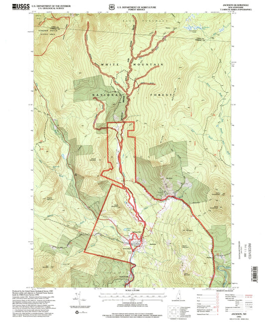 Classic USGS Jackson New Hampshire 7.5'x7.5' Topo Map Image