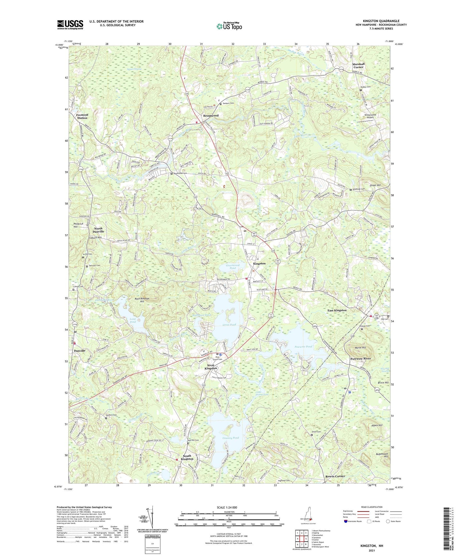 Kingston New Hampshire US Topo Map Image