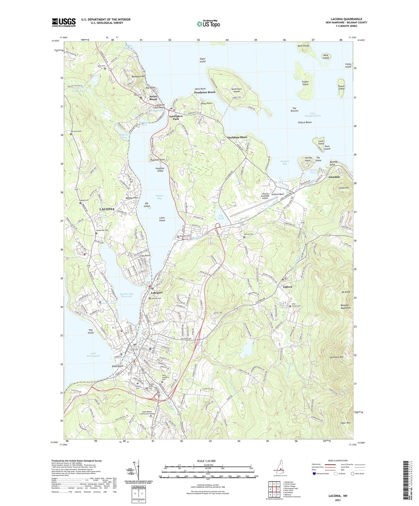 Laconia New Hampshire US Topo Map Image