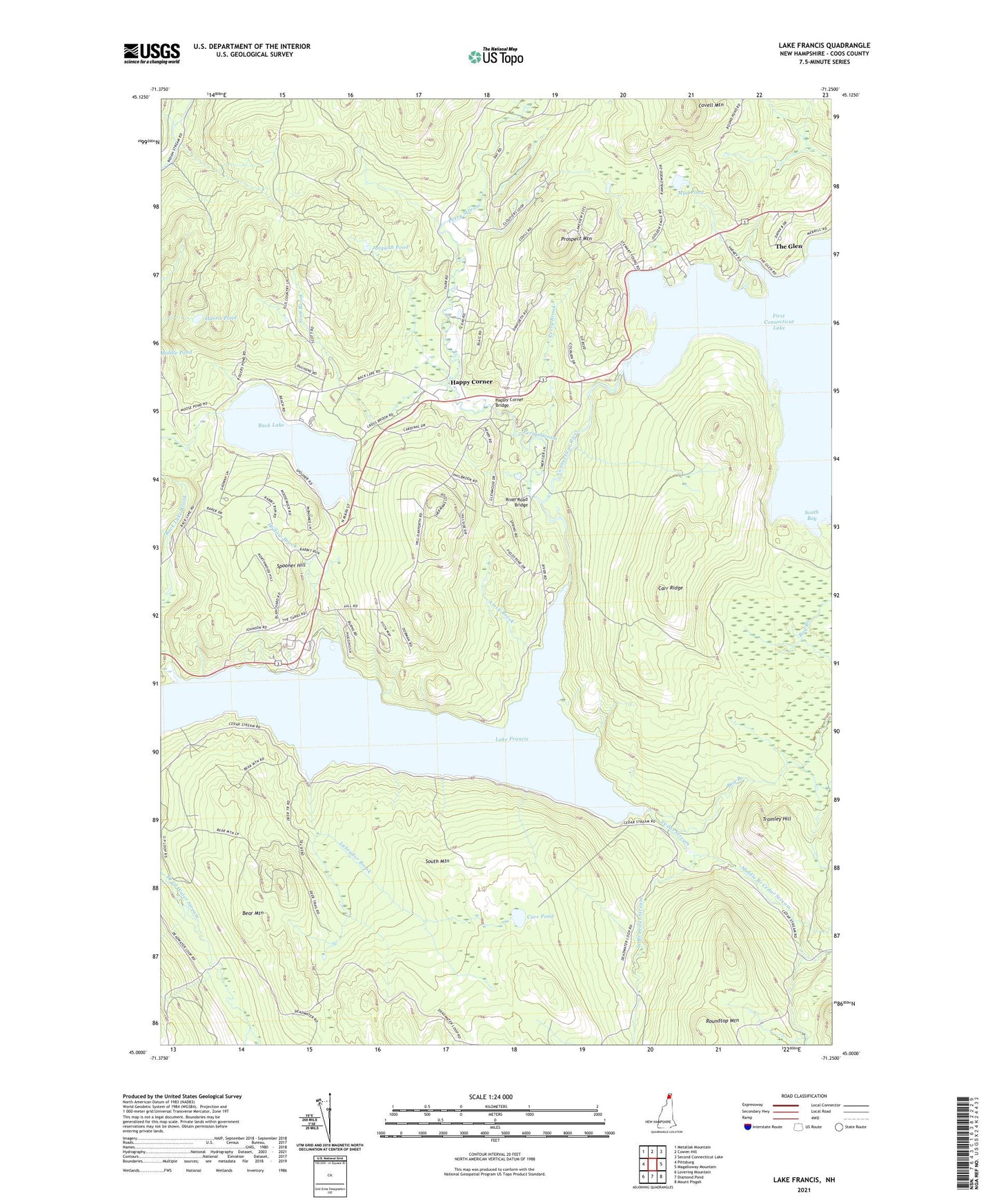 Lake Francis New Hampshire US Topo Map Image