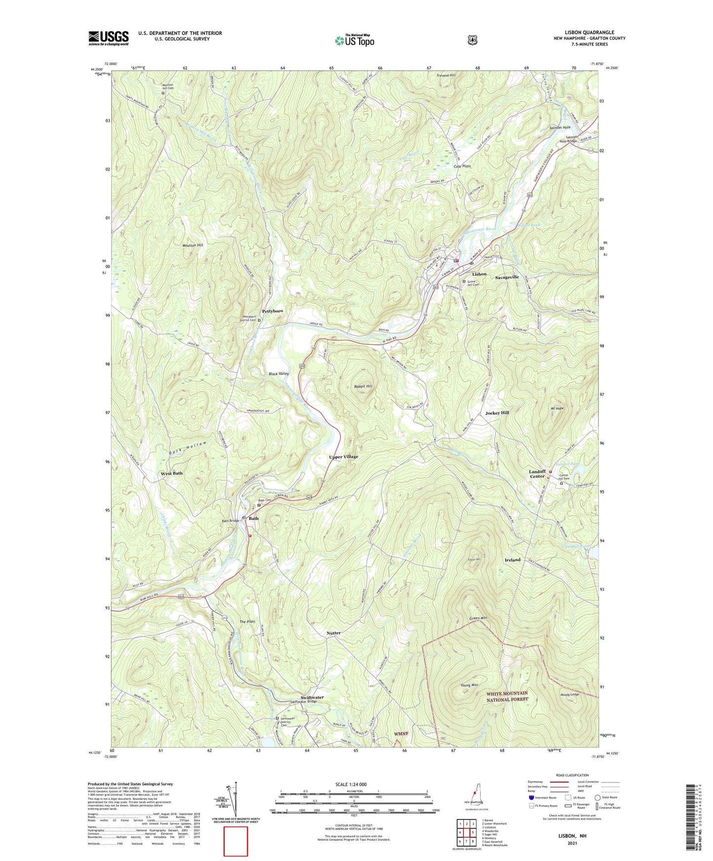Lisbon New Hampshire US Topo Map Image