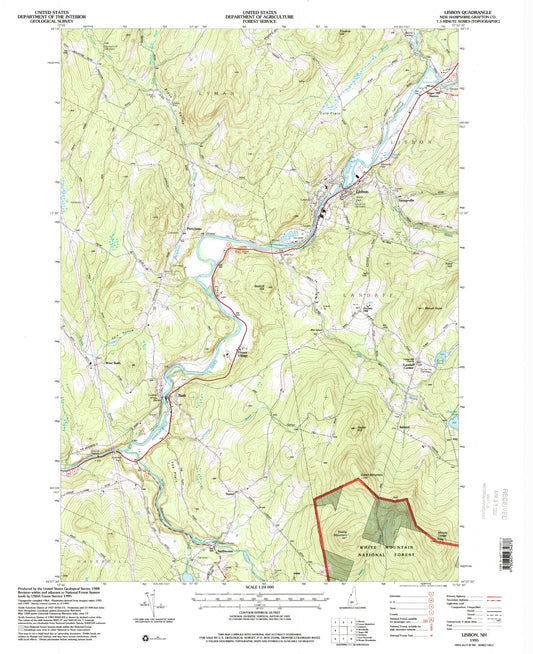 Classic USGS Lisbon New Hampshire 7.5'x7.5' Topo Map Image