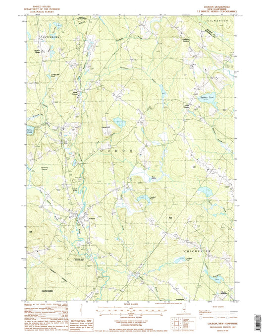 Classic USGS Loudon New Hampshire 7.5'x7.5' Topo Map Image