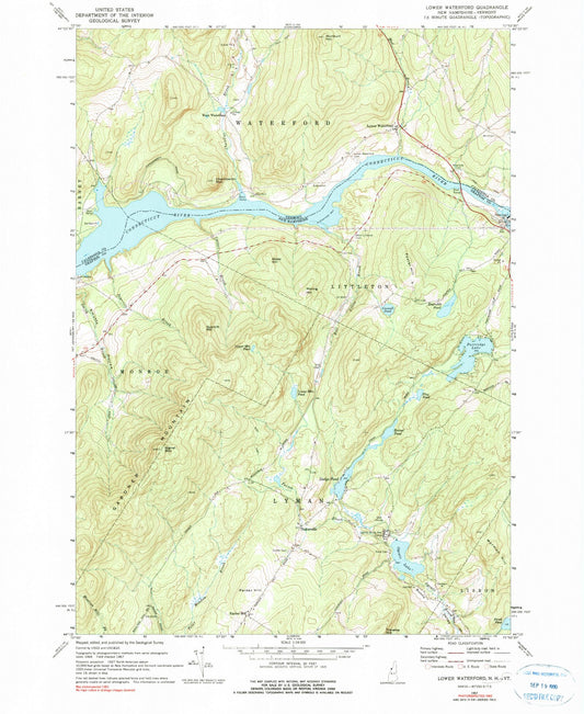 Classic USGS Lower Waterford Vermont 7.5'x7.5' Topo Map Image