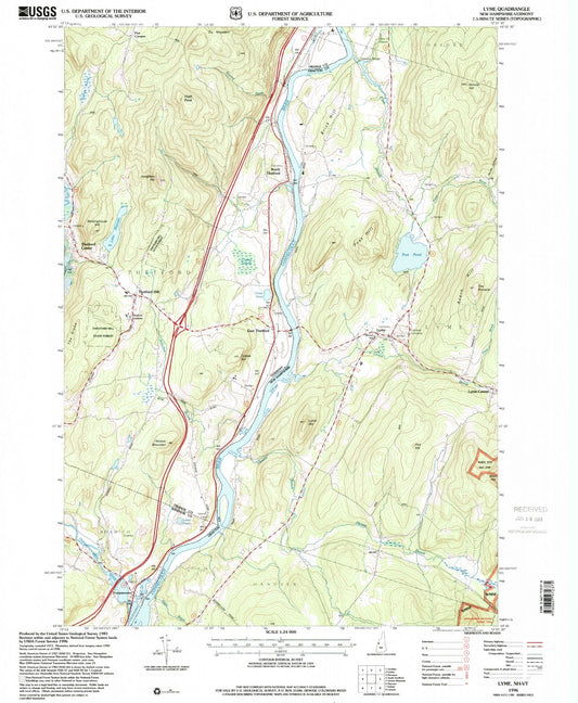 Classic USGS Lyme New Hampshire 7.5'x7.5' Topo Map Image