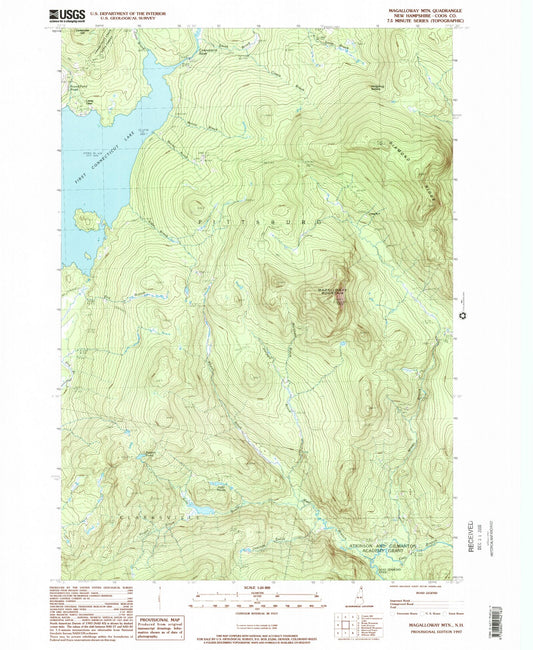 Classic USGS Magalloway Mountain New Hampshire 7.5'x7.5' Topo Map Image