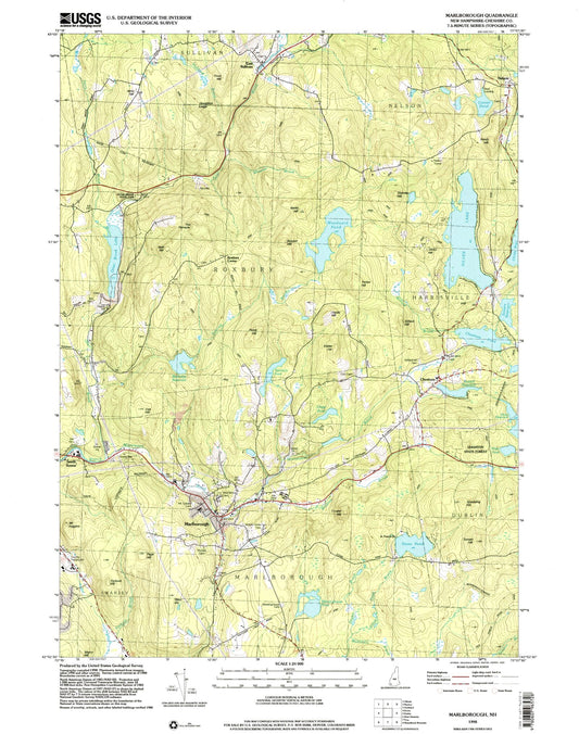 Classic USGS Marlborough New Hampshire 7.5'x7.5' Topo Map Image