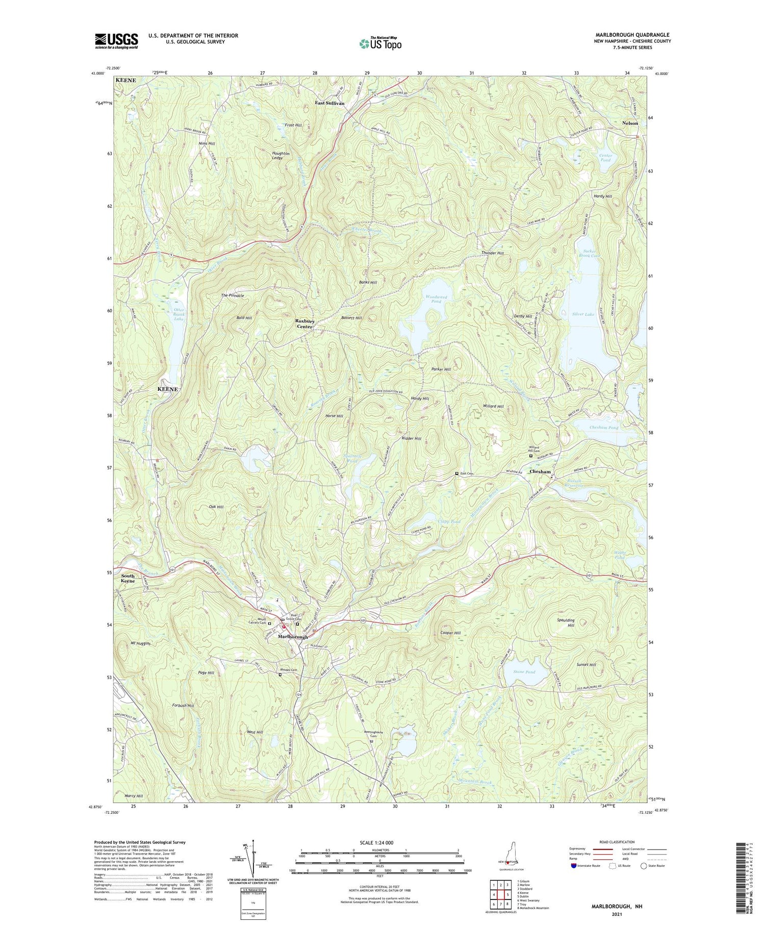 Marlborough New Hampshire US Topo Map Image