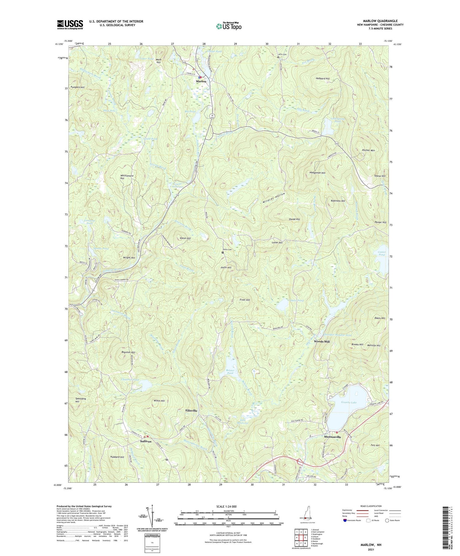 Marlow New Hampshire US Topo Map Image
