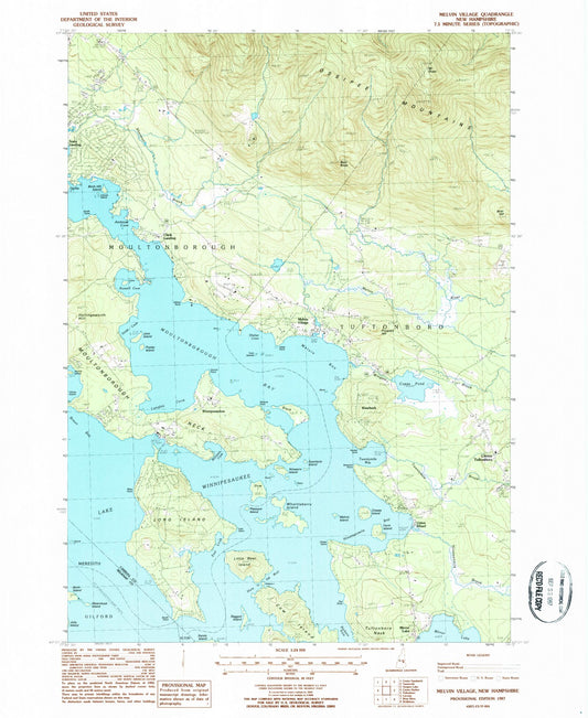 Classic USGS Melvin Village New Hampshire 7.5'x7.5' Topo Map Image
