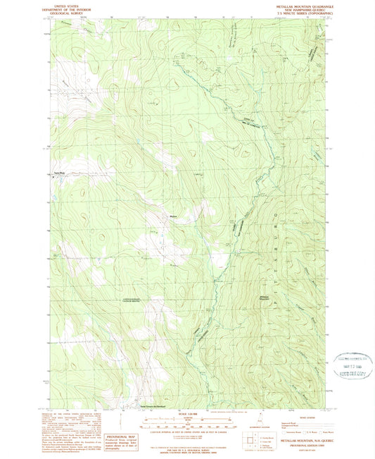 Classic USGS Metallak Mountain New Hampshire 7.5'x7.5' Topo Map Image