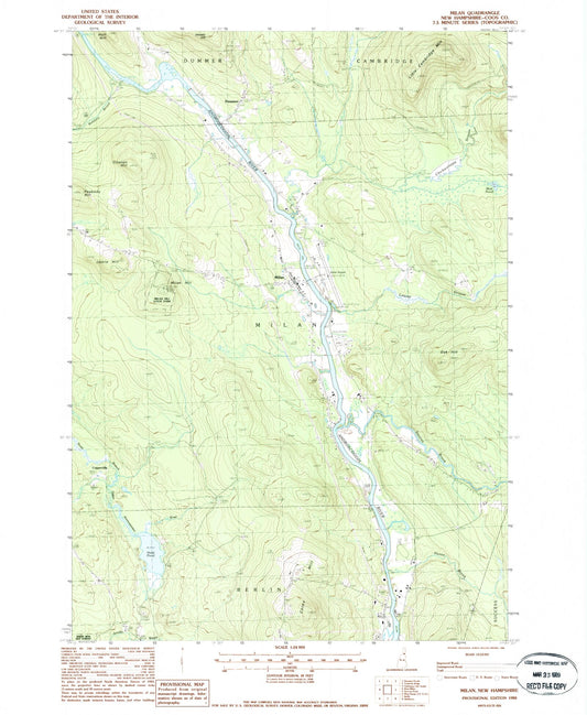 Classic USGS Milan New Hampshire 7.5'x7.5' Topo Map Image
