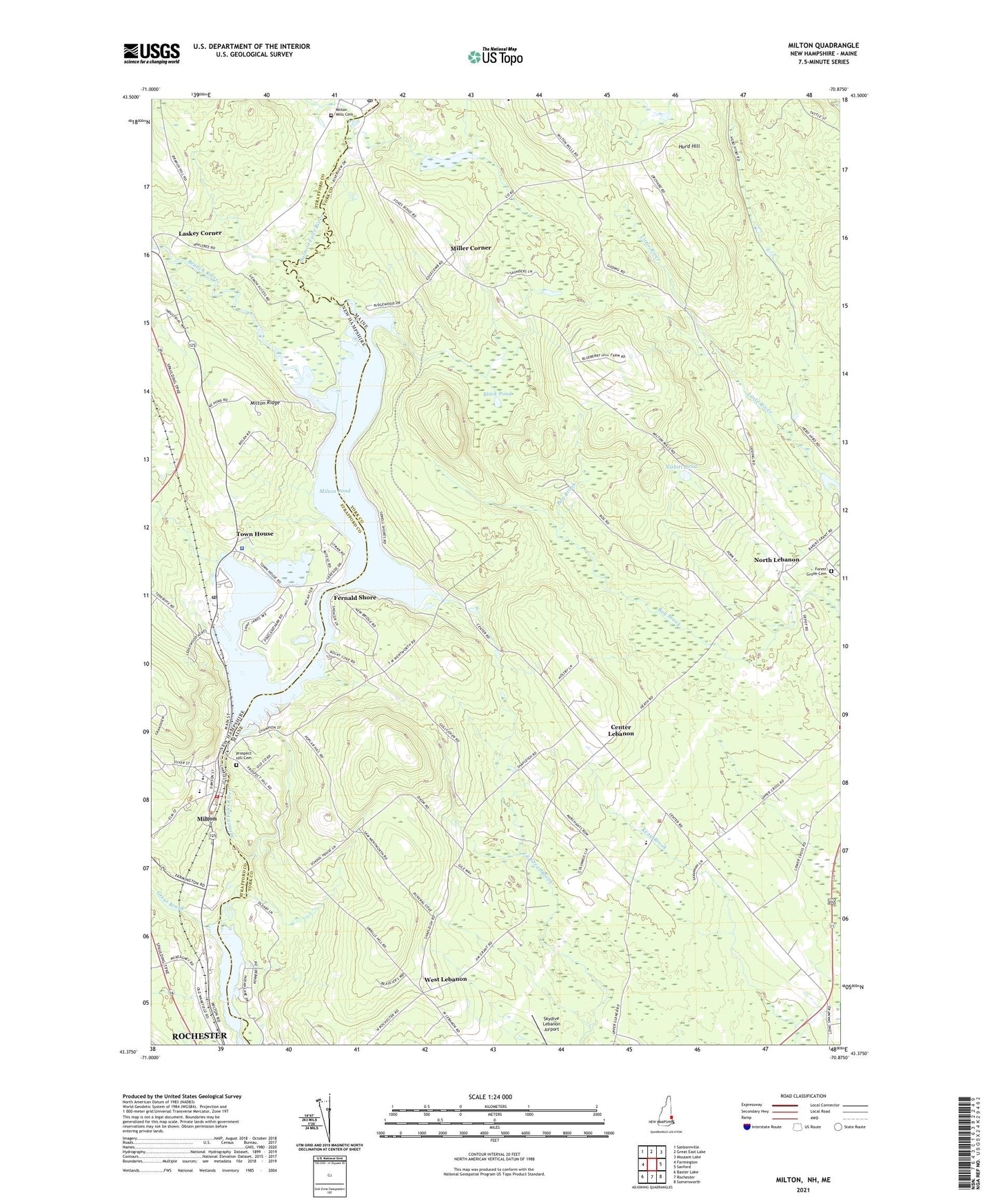 Milton New Hampshire US Topo Map Image