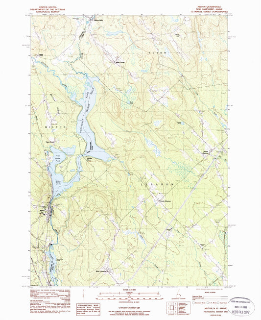 Classic USGS Milton New Hampshire 7.5'x7.5' Topo Map Image
