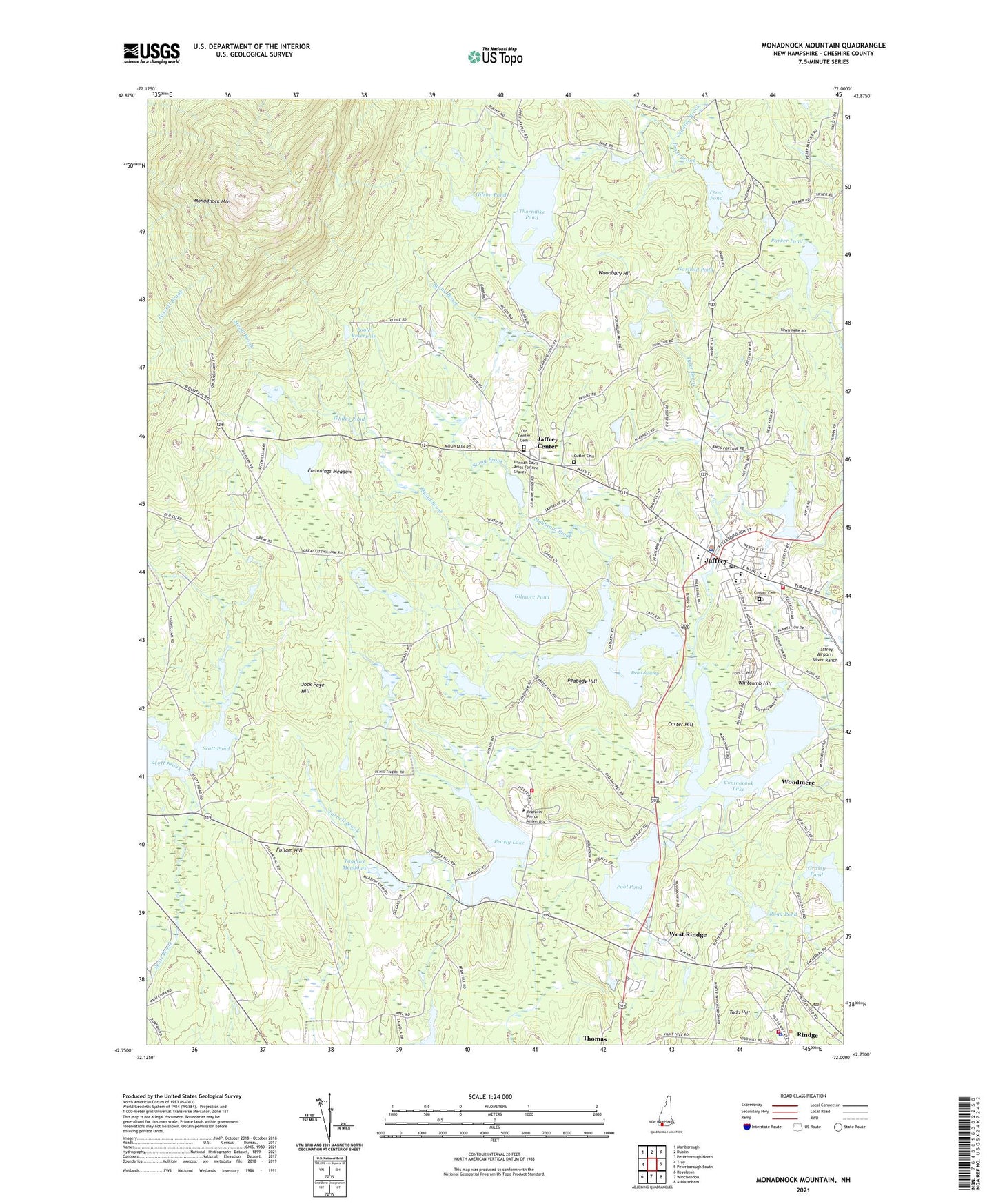 Monadnock Mountain New Hampshire US Topo Map Image